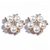 10Pcs 22mm Metal Alloy Pearl Flatback Buttons Sewing Rhinestones Craft Silver
