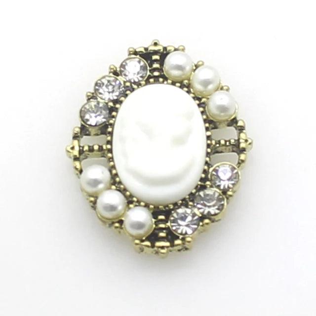 10pcs 20*25mm Alloy Rhinestone Pearl Resin Avatar DIY Garment Decoration