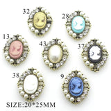10pcs 20*25mm Alloy Rhinestone Pearl Resin Avatar DIY Garment Decoration