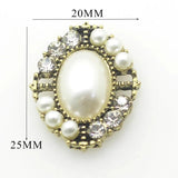10pcs 20*25mm Alloy Rhinestone Pearl Resin Avatar DIY Garment Decoration