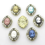 10pcs 20*25mm Alloy Rhinestone Pearl Resin Avatar DIY Garment Decoration