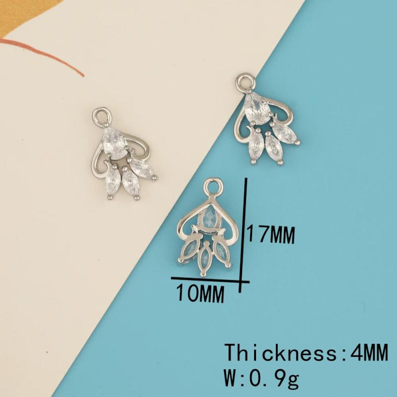 6Pcs CZ Charms/Rhodium Earrings Pendants/Jewelry Findings Components