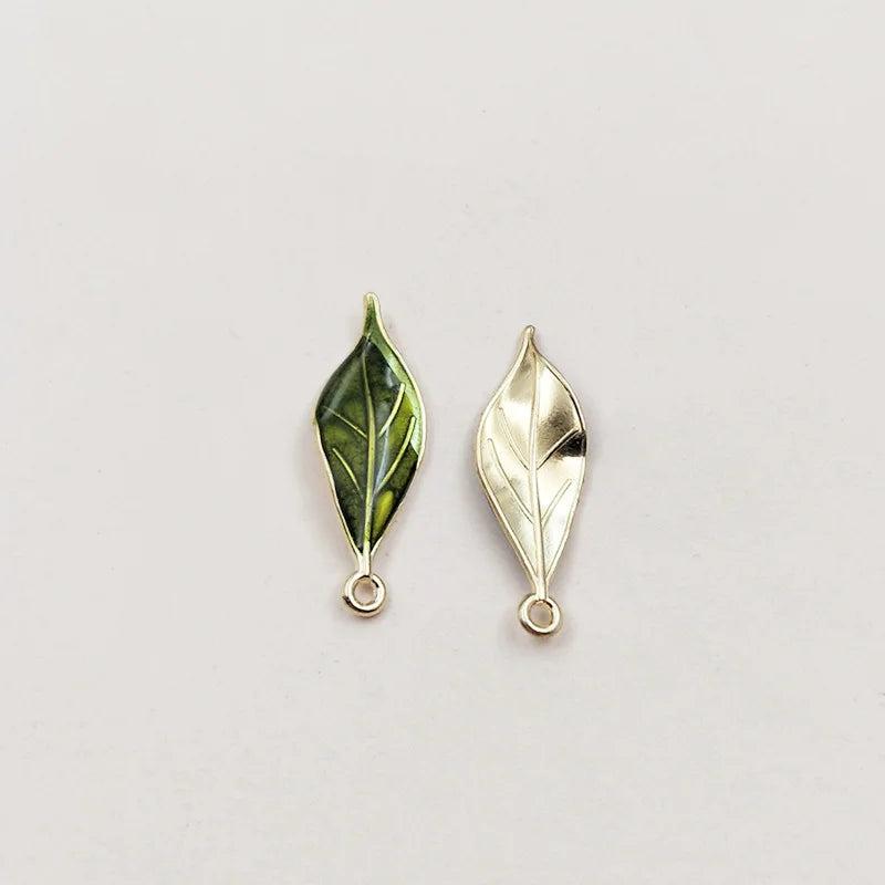 10 PCS Enamel Leaves Flowers Charms for DIY Jewelry Making