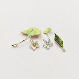 10 PCS Enamel Leaves Flowers Charms for DIY Jewelry Making