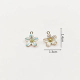 10 PCS Enamel Leaves Flowers Charms for DIY Jewelry Making