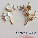 10 PCS Metal Alloy KC Shell Pearl Flowers DIY Jewelry Making Material
