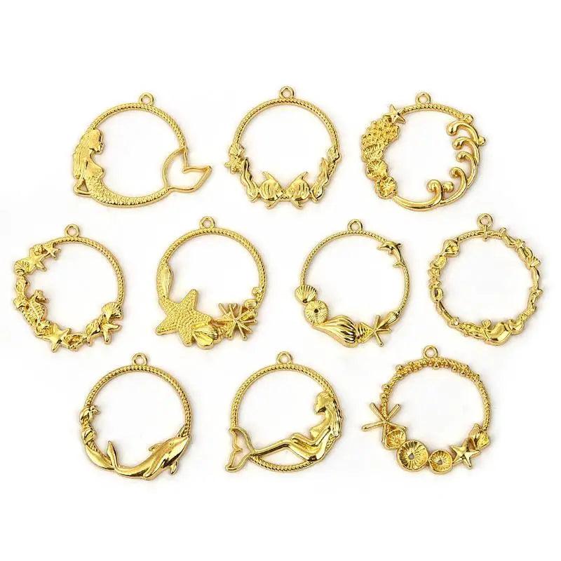 10 Pcs Open Bezel Blank Frame Pendants DIY Resin Jewelry Making