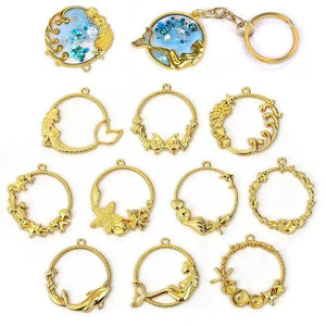 10 Pcs Open Bezel Blank Frame Pendants DIY Resin Jewelry Making
