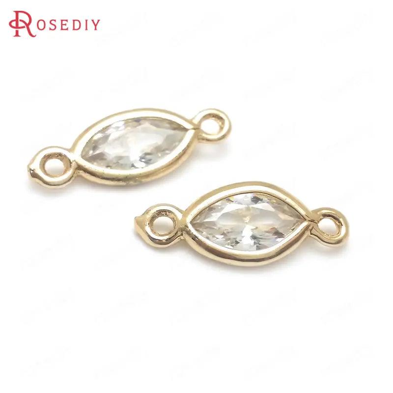 10PCS High Champagne Zircon Brass Connect Charms Pendants