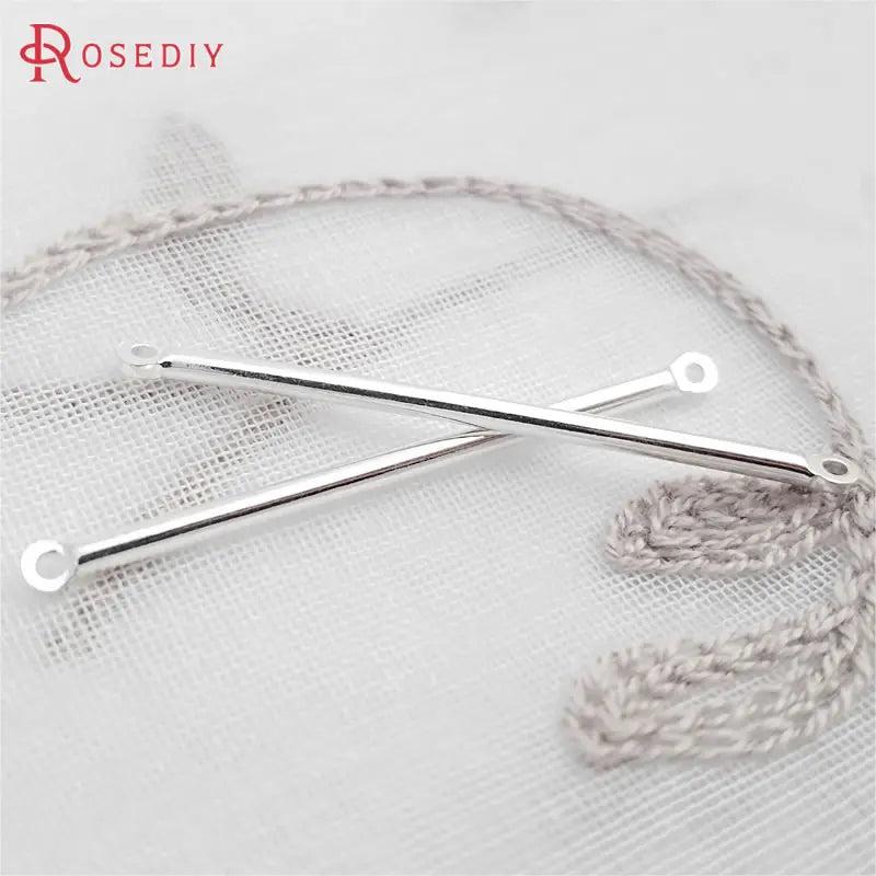 20PCS 45MM Champagne Plated Brass 2 hole Connect Rod Charms