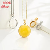 S925 Silver Necklace Pendant Holder for Wax Inlay DIY