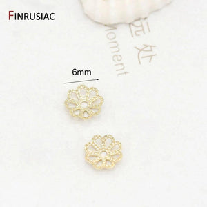 14k plated copper 6mm/7.5mm flower cap beads for diy jewelry making