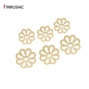 14k plated copper 6mm/7.5mm flower cap beads for diy jewelry making