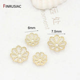 14k plated copper 6mm/7.5mm flower cap beads for diy jewelry making