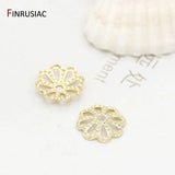 14k plated copper 6mm/7.5mm flower cap beads for diy jewelry making