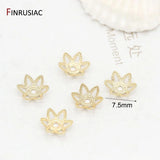14k plated copper 6mm/7.5mm flower cap beads for diy jewelry making