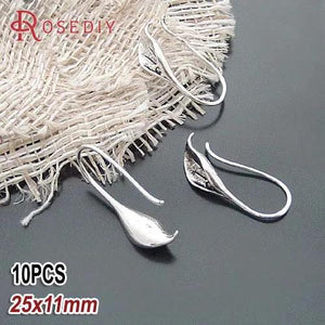 10PCS 25*11MM 24K Plated Brass Calla Earring Hook Jewelry Findings