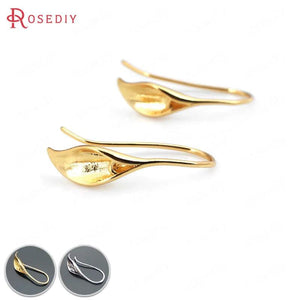 10PCS 25*11MM 24K Plated Brass Calla Earring Hook Jewelry Findings