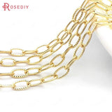 1 Meter 24K Brass Oval Necklace Chains 3MM 5MM