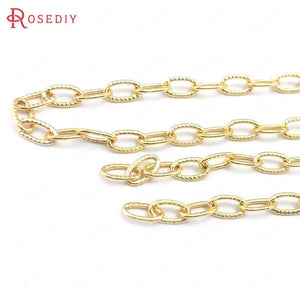 1 Meter 24K Brass Oval Necklace Chains 3MM 5MM