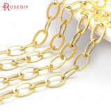 1 Meter 24K Brass Oval Necklace Chains 3MM 5MM