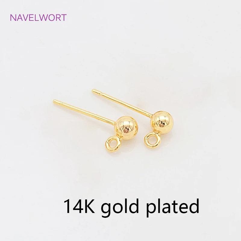 925 Sterling Silver Plated Ball Stud Earring Base DIY Jewelry