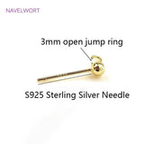 925 Sterling Silver Plated Ball Stud Earring Base DIY Jewelry
