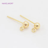 925 Sterling Silver Plated Ball Stud Earring Base DIY Jewelry