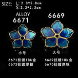 10pcs Alloy Enamel Flower Charms Silver Plated Bead Caps for DIY Jewelry