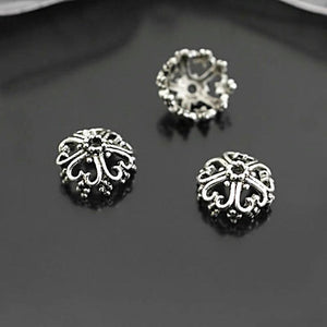 50PCS 12MM Antique Zinc Alloy Heart Bead Caps Jewelry Findings