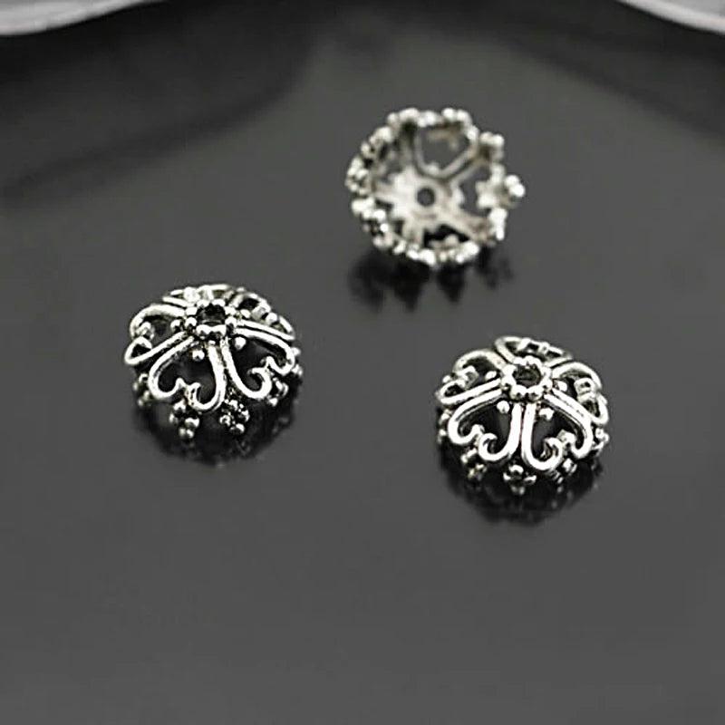 50PCS 12MM Antique Zinc Alloy Heart Bead Caps Jewelry Findings