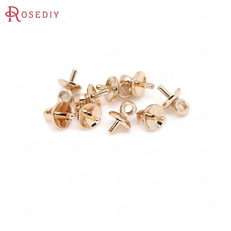 20PCS 5MM Champagne Brass Half Hole Pearl Beads Connect Charms