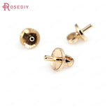 20PCS 5MM Champagne Brass Half Hole Pearl Beads Connect Charms