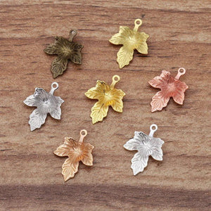 100pcs 12x15mm Brass Leaf Base Filigree Leaf Charms Pendant Setting
