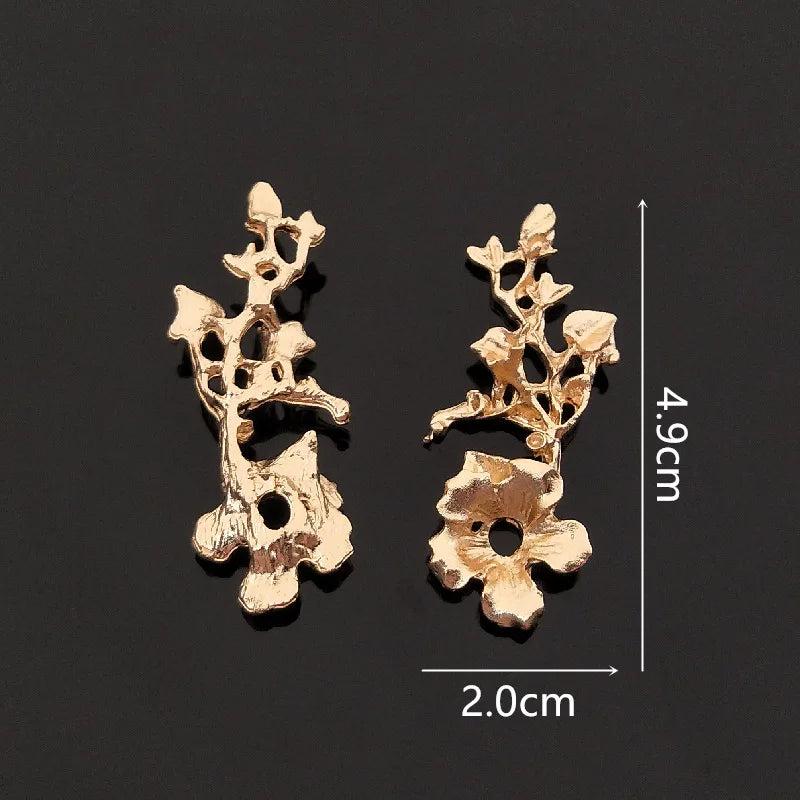 10 PCS KC Plated Branches Flowers Metal Alloy Accessories For DIY Jewelry Making