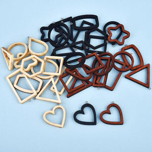 12PCS DIY Earring Necklace Wooden Frame Pendant Geometric Animal Flower Shape