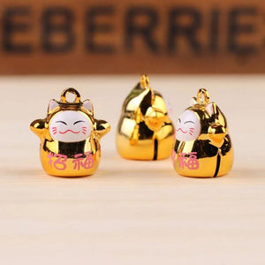 6pcs DIY Jewelry Material Lucky Cat Bell Key Chain