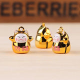 6pcs DIY Jewelry Material Lucky Cat Bell Key Chain