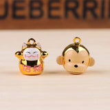6pcs DIY Jewelry Material Lucky Cat Bell Key Chain