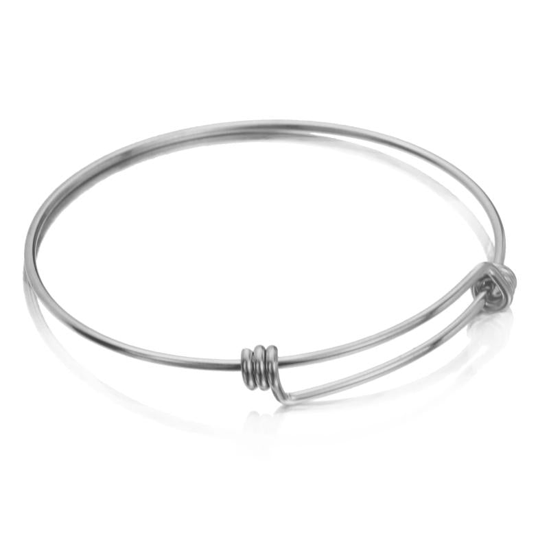 5pcs Stainless Steel Charm Bangle 65mm Expandable Adjustable Wire Bracelet