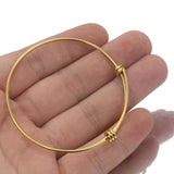 5pcs Stainless Steel Charm Bangle 65mm Expandable Adjustable Wire Bracelet