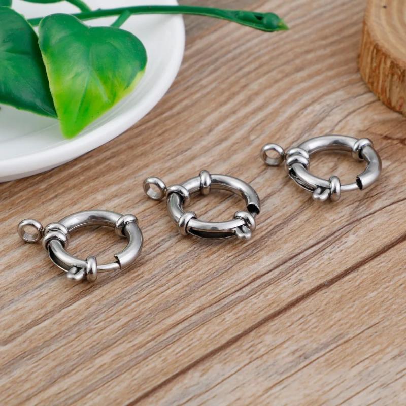 5pcs Stainless Steel Spring Ring Clasp With Jump Ring for Jewelry DIY