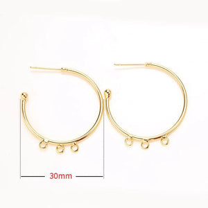 10 pcs Copper Big Earring Hook Ear Wires Base Hole DIY Findings