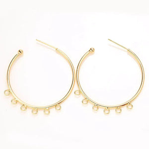10 pcs Copper Big Earring Hook Ear Wires Base Hole DIY Findings