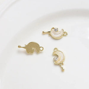 6pcs Alloy Wind Bear Moon Pendant DIY Jewelry Charms