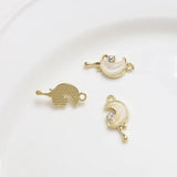 6pcs Alloy Wind Bear Moon Pendant DIY Jewelry Charms