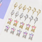 6pcs Alloy Wind Bear Moon Pendant DIY Jewelry Charms