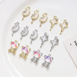 6pcs Alloy Wind Bear Moon Pendant DIY Jewelry Charms