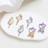 6pcs Alloy Wind Bear Moon Pendant DIY Jewelry Charms