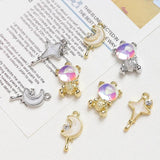 6pcs Alloy Wind Bear Moon Pendant DIY Jewelry Charms